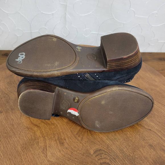 Lucky Brand Benna Women's Ankle Boots 5-5.5 Black Booties Studded Block Heel Zip - Picture 6 of 7